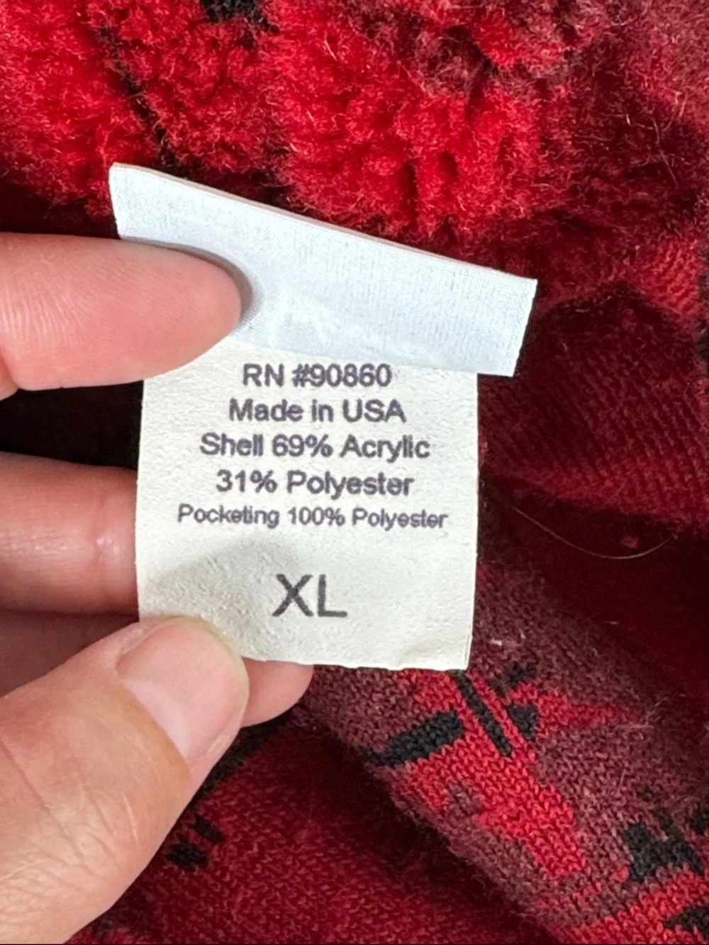 Vintage Artisans Red Cardigan Fleece Button Sweater Size XL 90s